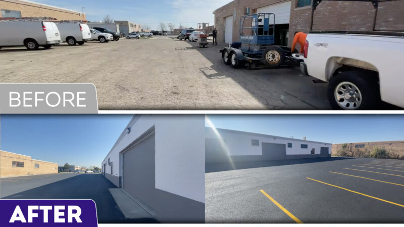 old parking lot resealed and striped