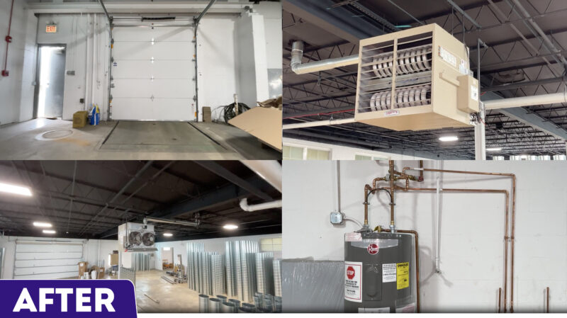 collage of photos of warehouse