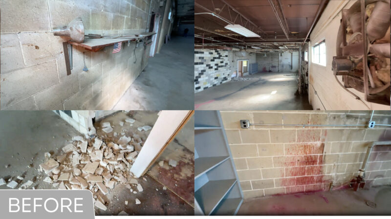 Collage of old run down warehouse photos